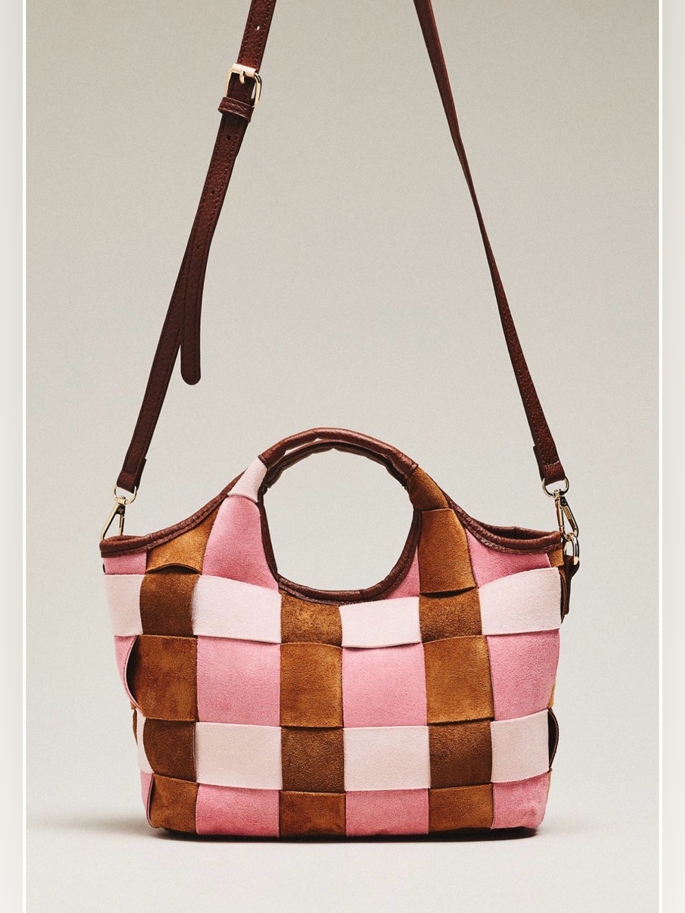 By Anthropologie Woven Faux Suede Mini Satchel